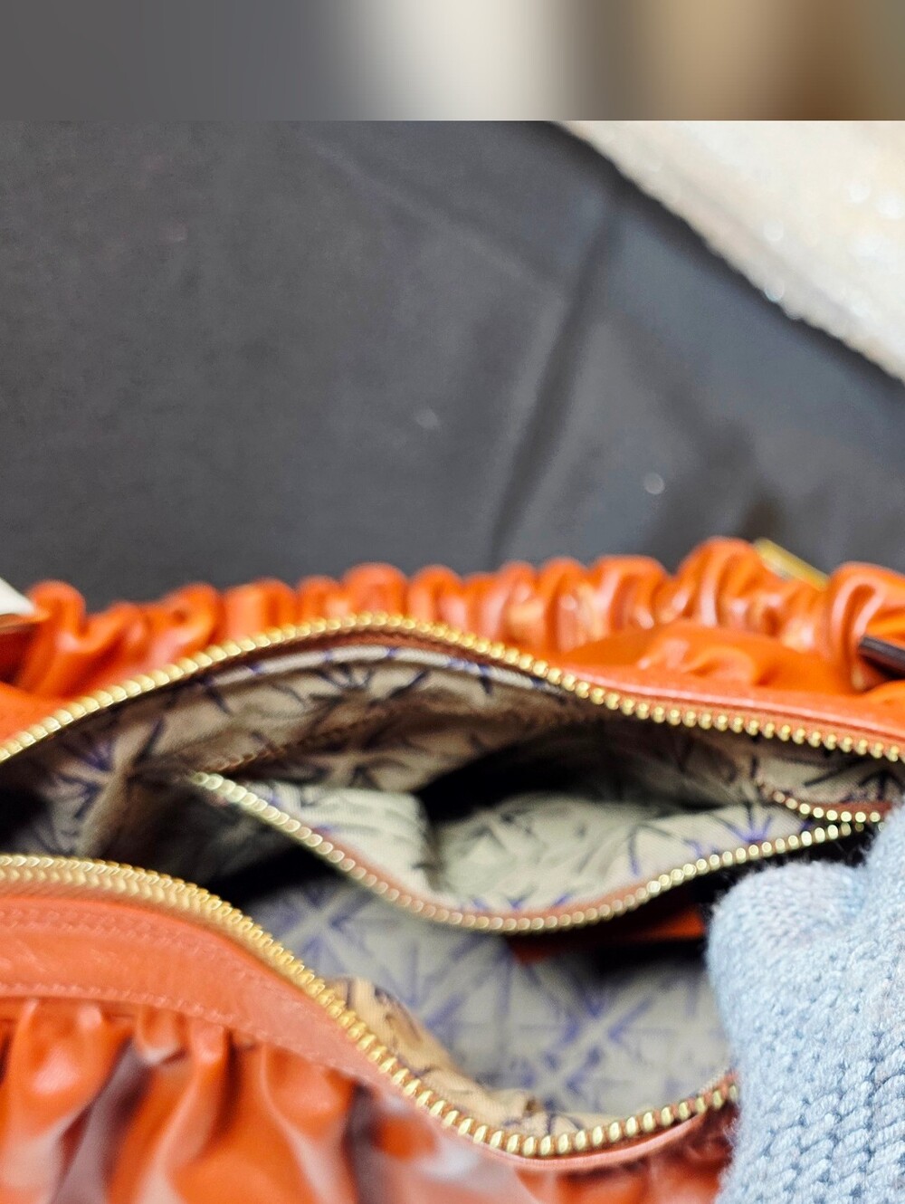 Manu Atelier Cognac Ruched Leather Shoulder Bag - Picture 10 of 16